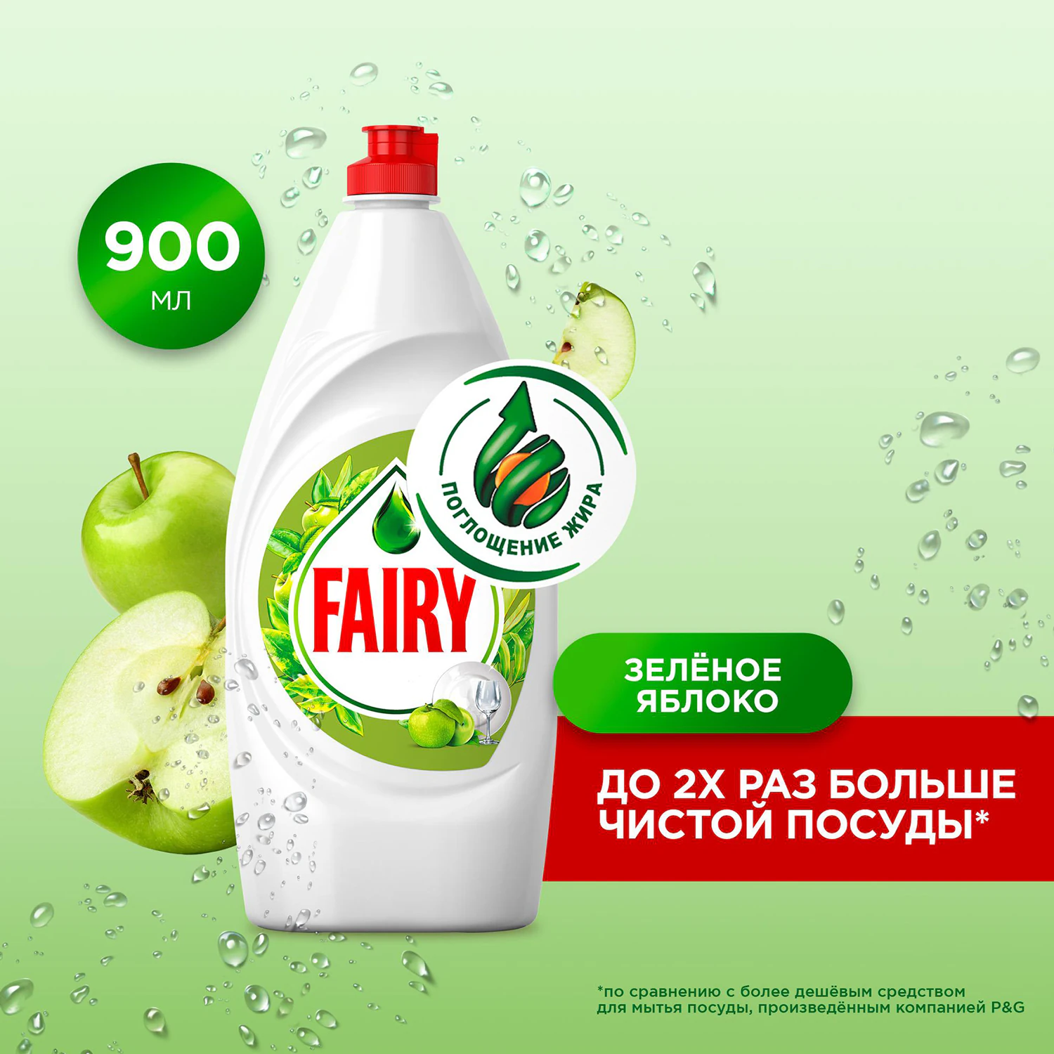 Средство для мытья посуды Fairy Зеленое яблоко 450 мл